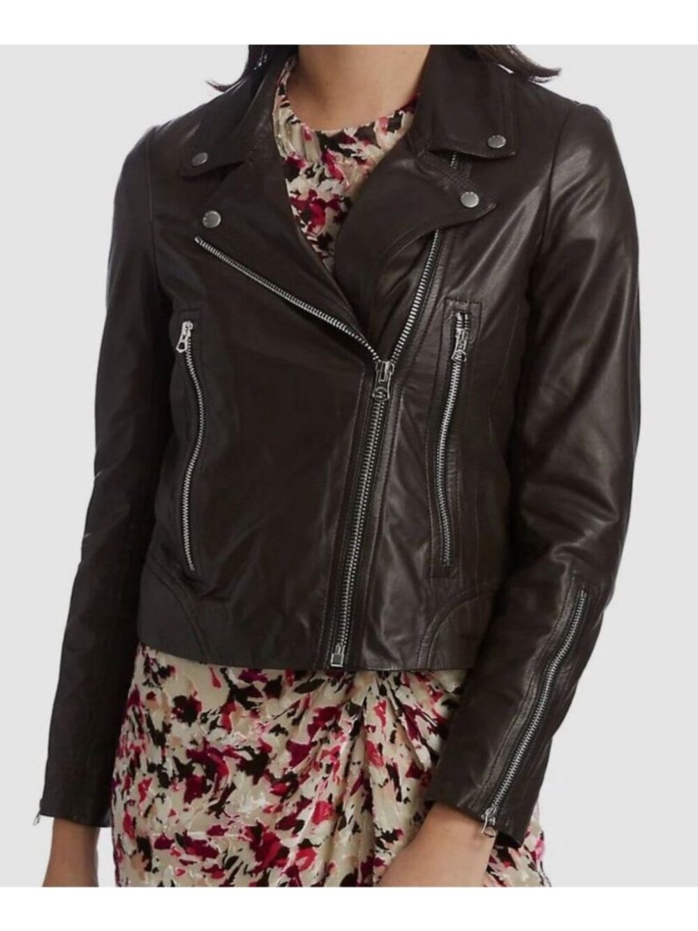 Rag & Bone Mack Dark Brown Leather Moto Jacket